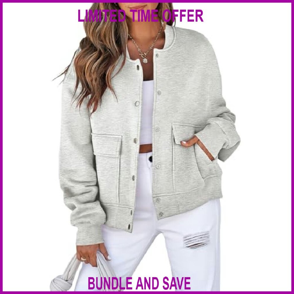 Lightweight Cropped Shacket Jacket With Pockets, … - image 2